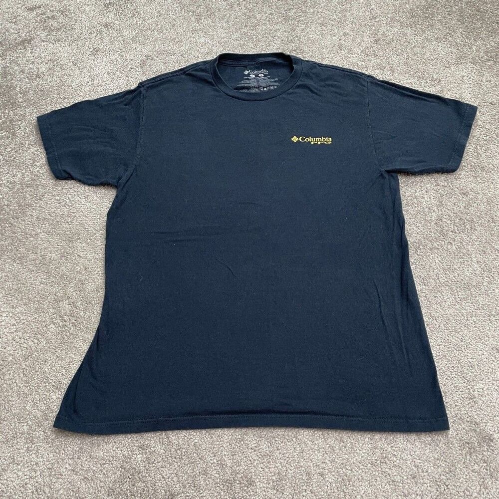 Columbia PFG Graphic T-Shirt Mens Large Blue Crew Neck Short Sleeve Casual Tee